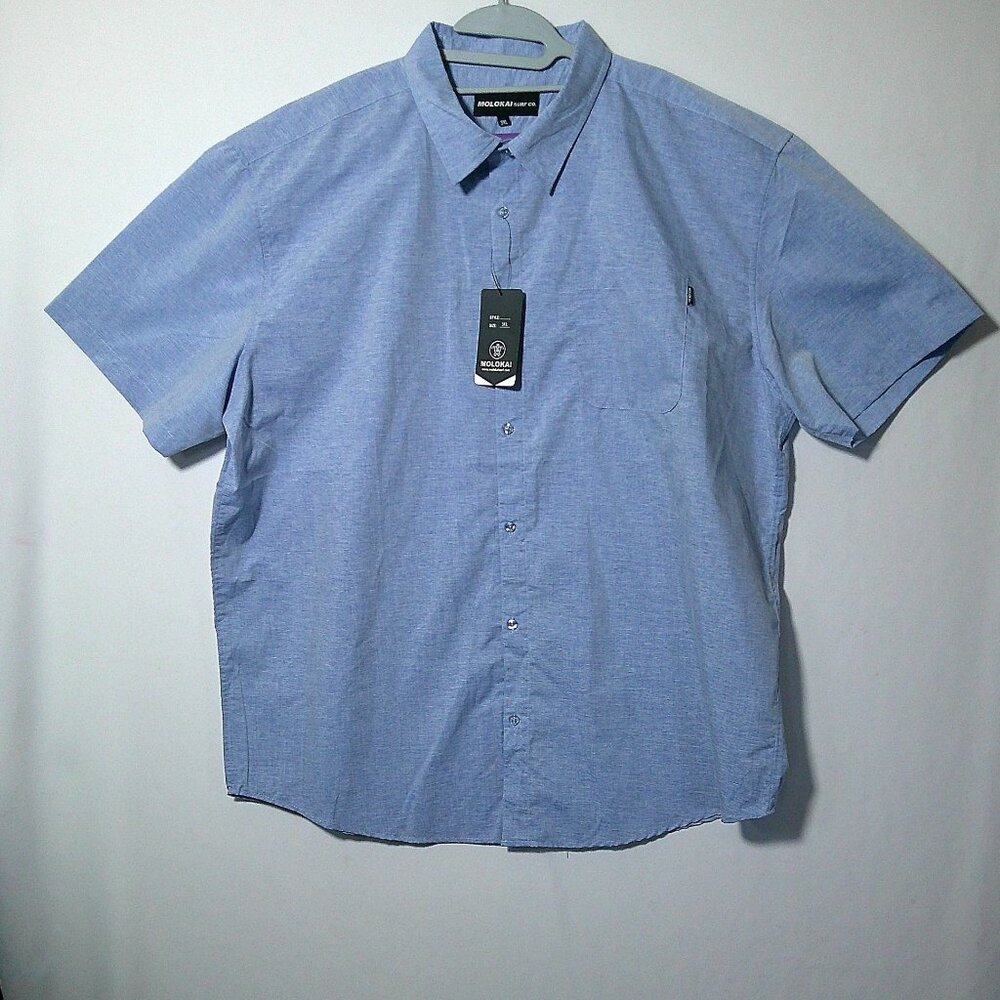 MOLOKAI Surf Short Sleeve Relaxed Button-Down Light Blue Shirt Size 3 XL - NWT